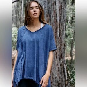 Free People-Free People Movement City Vibes Tee in Blue, Size XS. Runs Large.